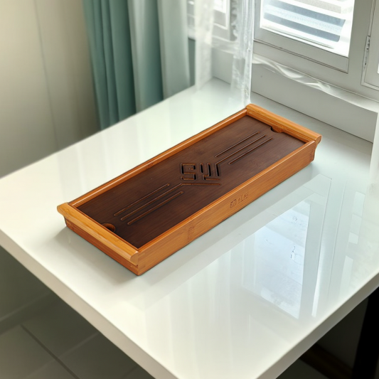 Bamboo Tea Tray with Water Storage|Gong Fu Tea Tray with Handle - TeaCeremonyLife