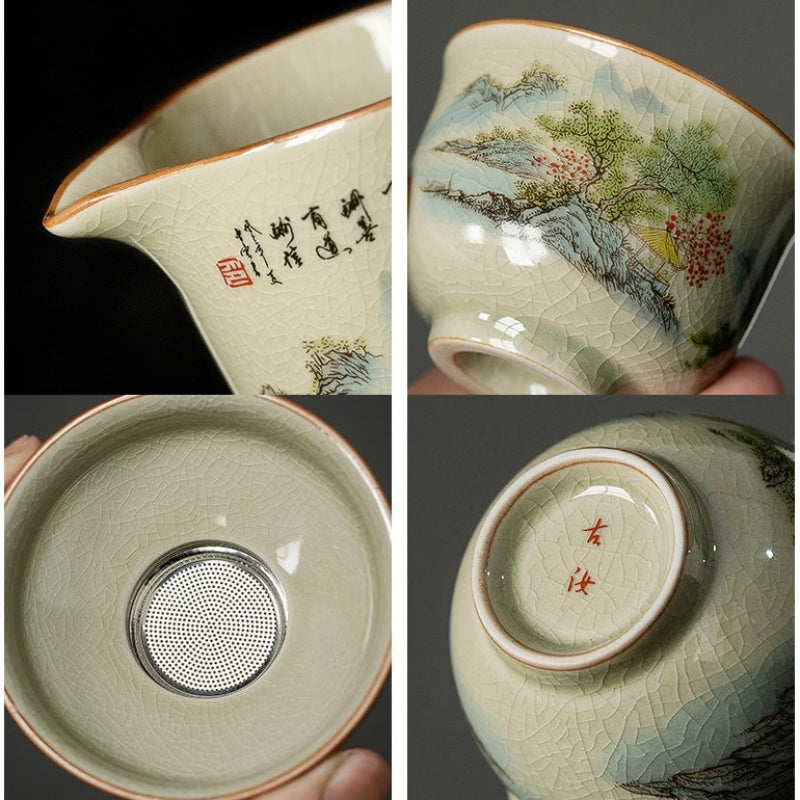 Antique Ru Kiln Gaiwan Tea Set|Kung Fu Tea Set - TeaCeremonyLife