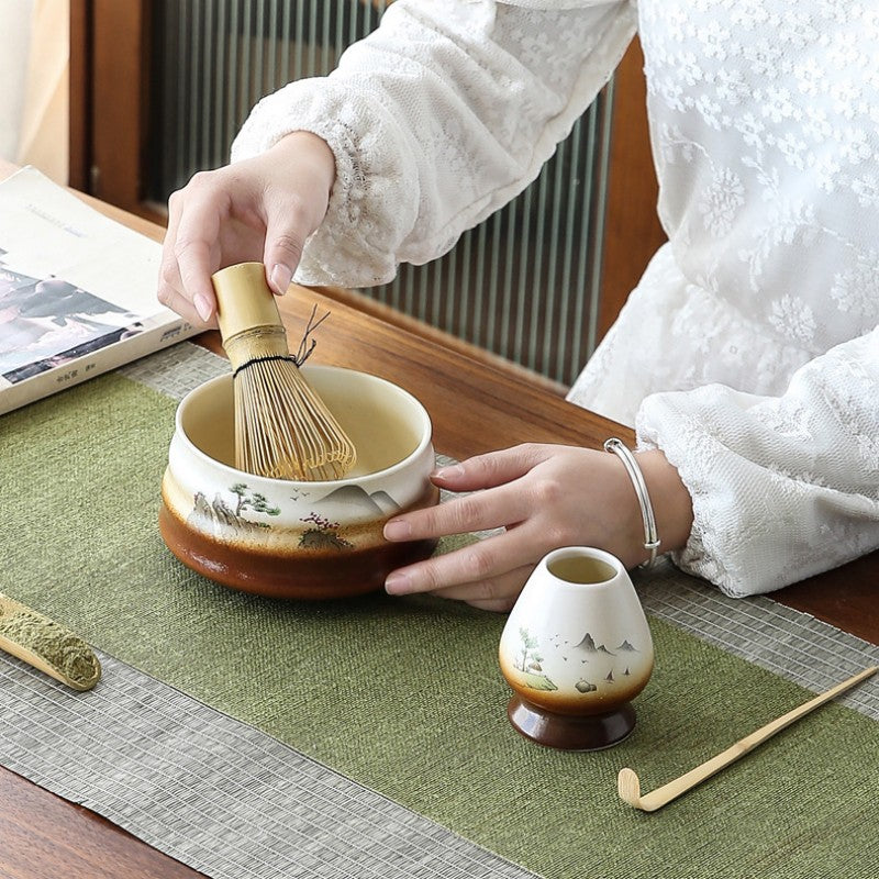 Ceramic Matcha Sets with Bamboo Whisk|Japanese Matcha Tea Set - TeaCeremonyLife