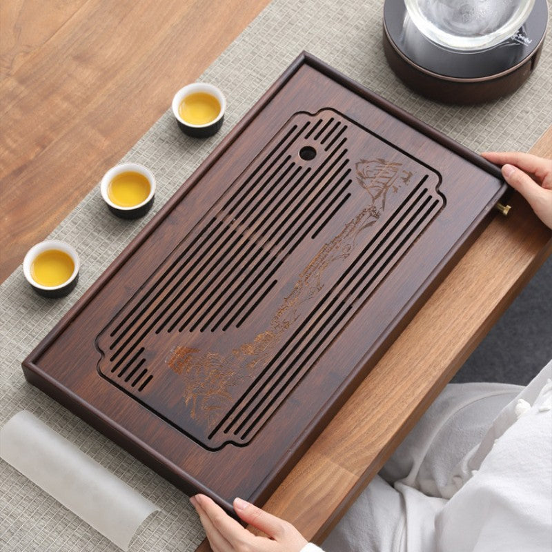 Bamboo Tea Tray With Drainage|Gong Fu Tea Tray - TeaCeremonyLife