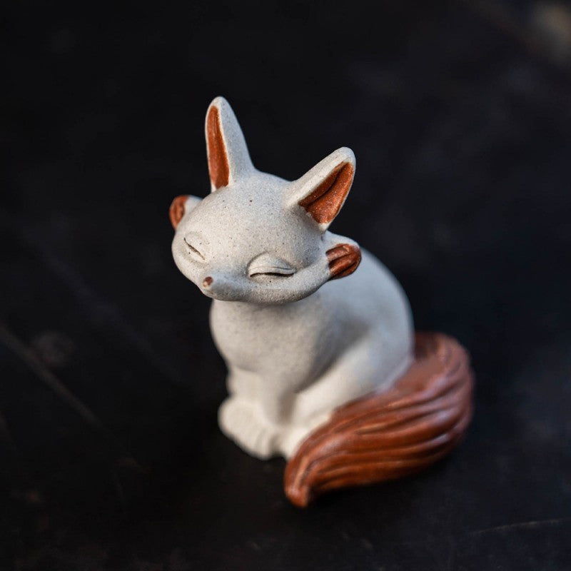 White Mud Tea Pet Spiritual Fox|Home Decor|Tea Accessories - TeaCeremonyLife