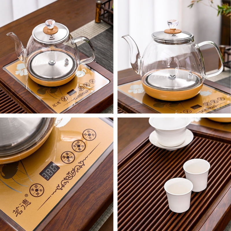 Wooden Kung Fu Tea Tray with Kettle|Tea Tray with Drainage - TeaCeremonyLife