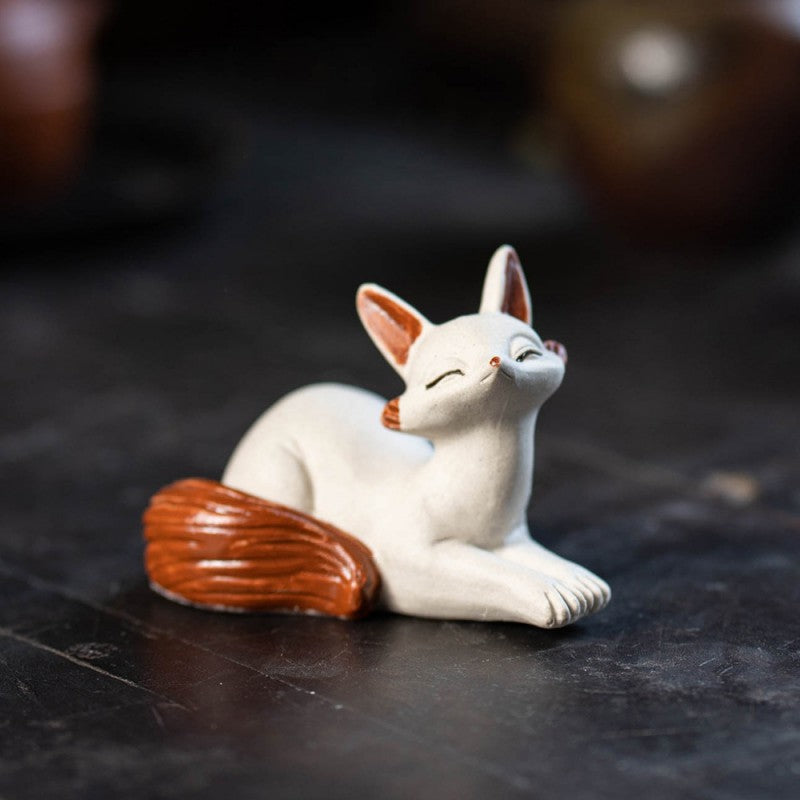 White Mud Tea Pet Spiritual Fox|Home Decor|Tea Accessories - TeaCeremonyLife