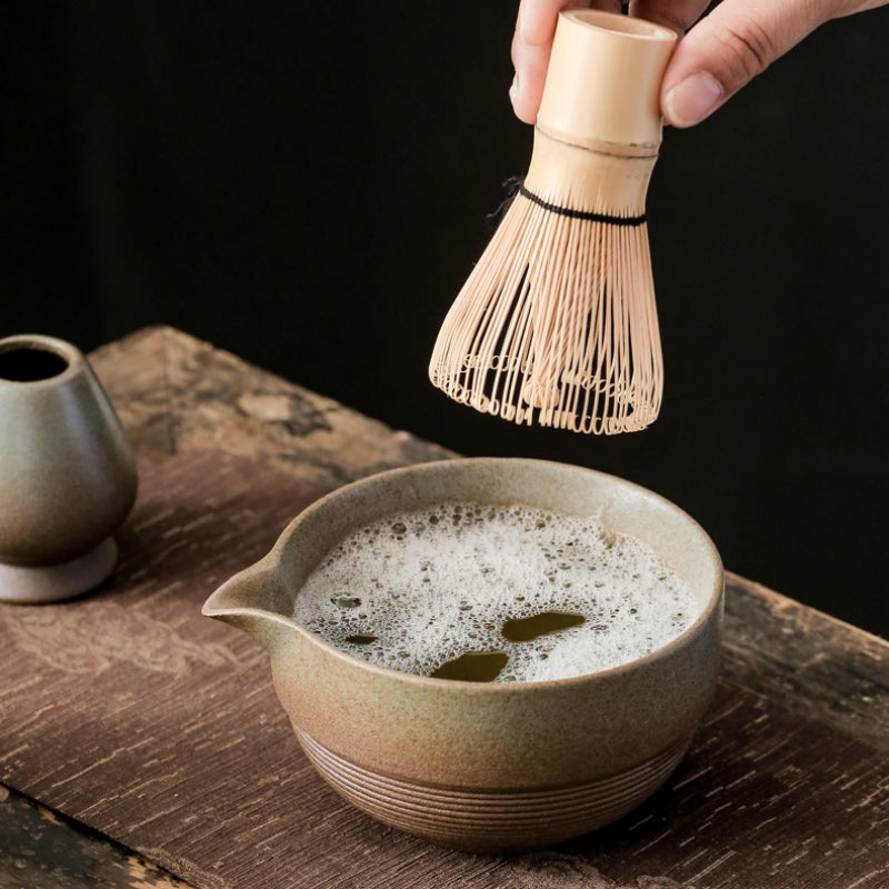 Ceramic Matcha Tea Set With Bamboo Whisk|Matcha Set With Spout - TeaCeremonyLife