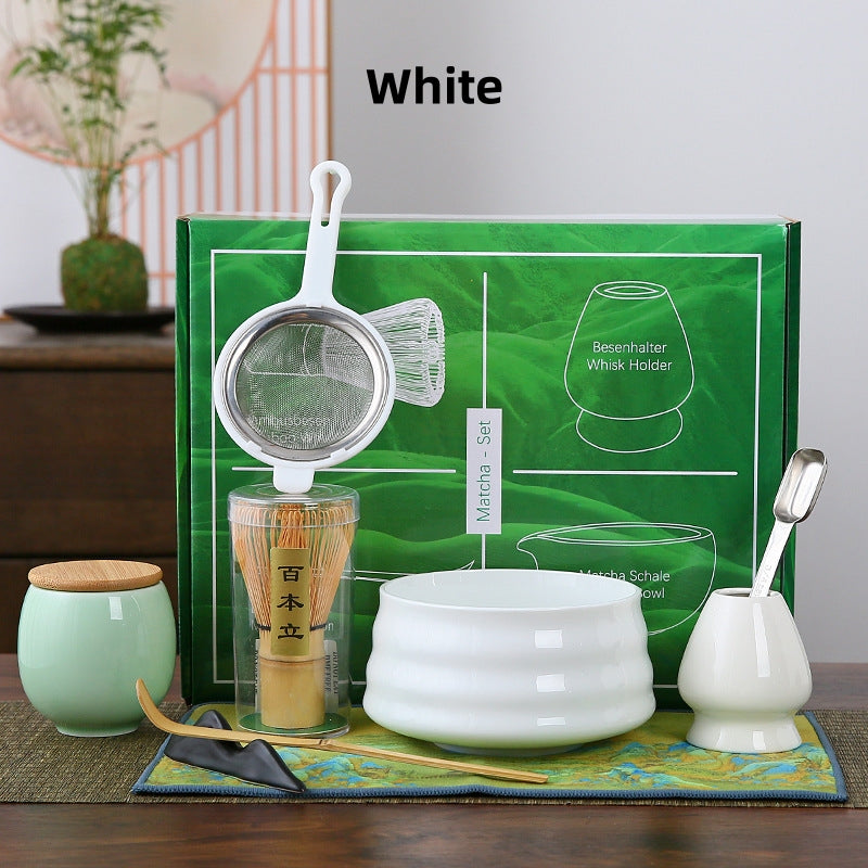 Ceramic Matcha Set with Bamboo Whisk|Japanese Tea Set - TeaCeremonyLife