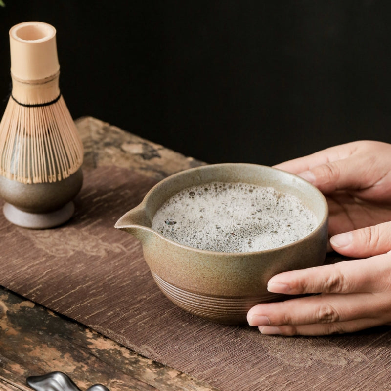 Ceramic Matcha Set with Bamboo Whisk|Matcha Set with Spout - TeaCeremonyLife