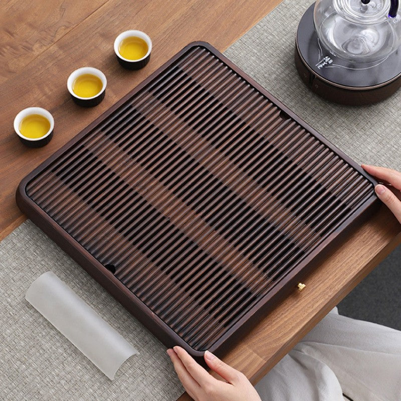 Square Wooden Tea Tray with Drainage|Chinese Gong Fu Tea Tray - TeaCeremonyLife