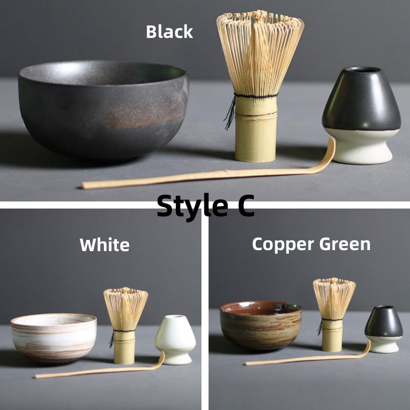 Ceramic Matcha Tea Set with Spout|Bamboo Whisk|Tea Ceremony Set