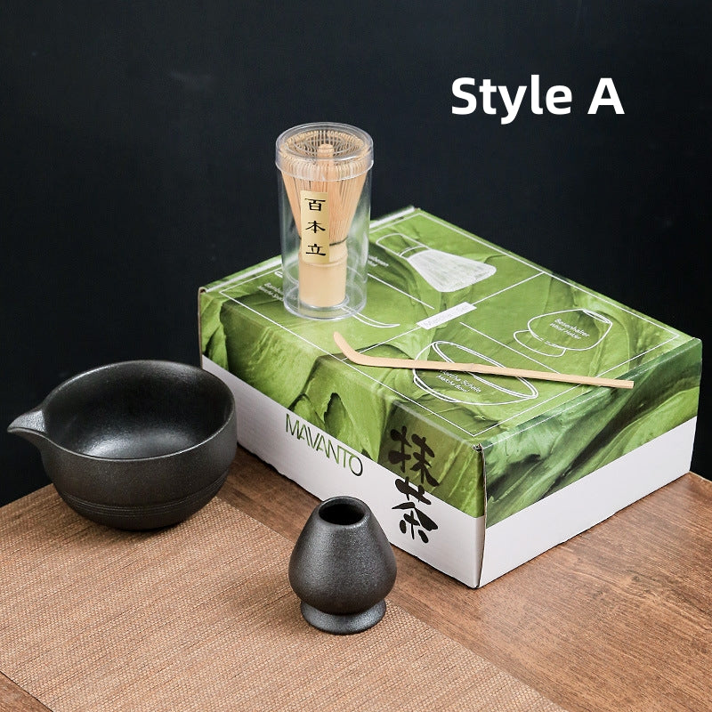 Ceramic Matcha Tea Set With Bamboo Whisk|Matcha Set With Spout - TeaCeremonyLife