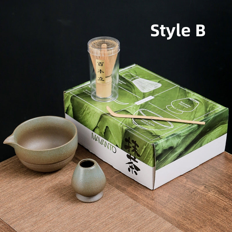 Ceramic Matcha Tea Set With Bamboo Whisk|Matcha Set With Spout - TeaCeremonyLife