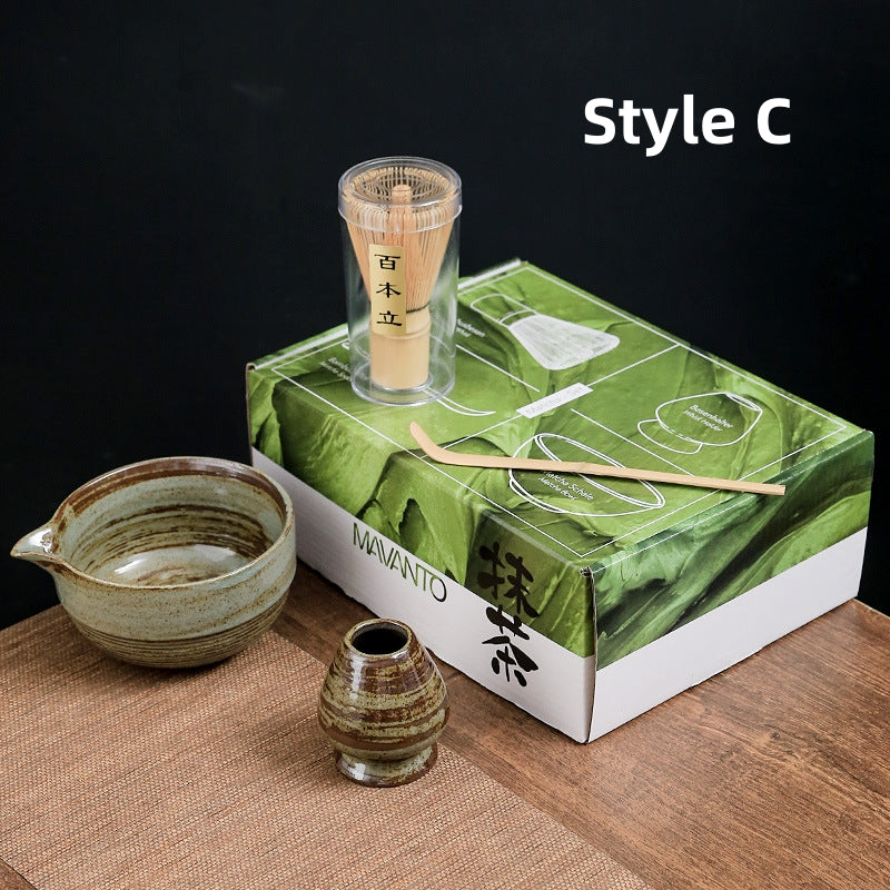 Ceramic Matcha Tea Set With Bamboo Whisk|Matcha Set With Spout - TeaCeremonyLife