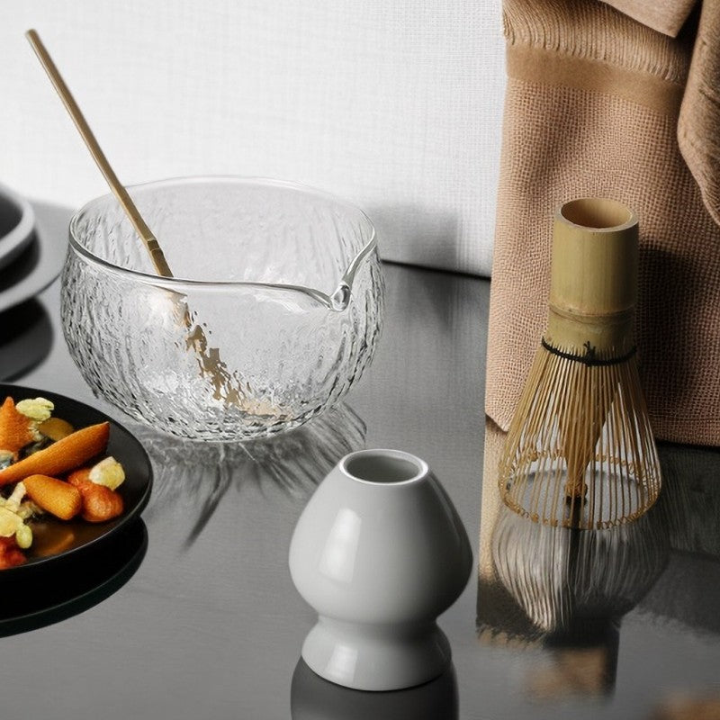 Glass Matcha Set With Bamboo Whisk|Japnese Matcha Tea Set - TeaCeremonyLife