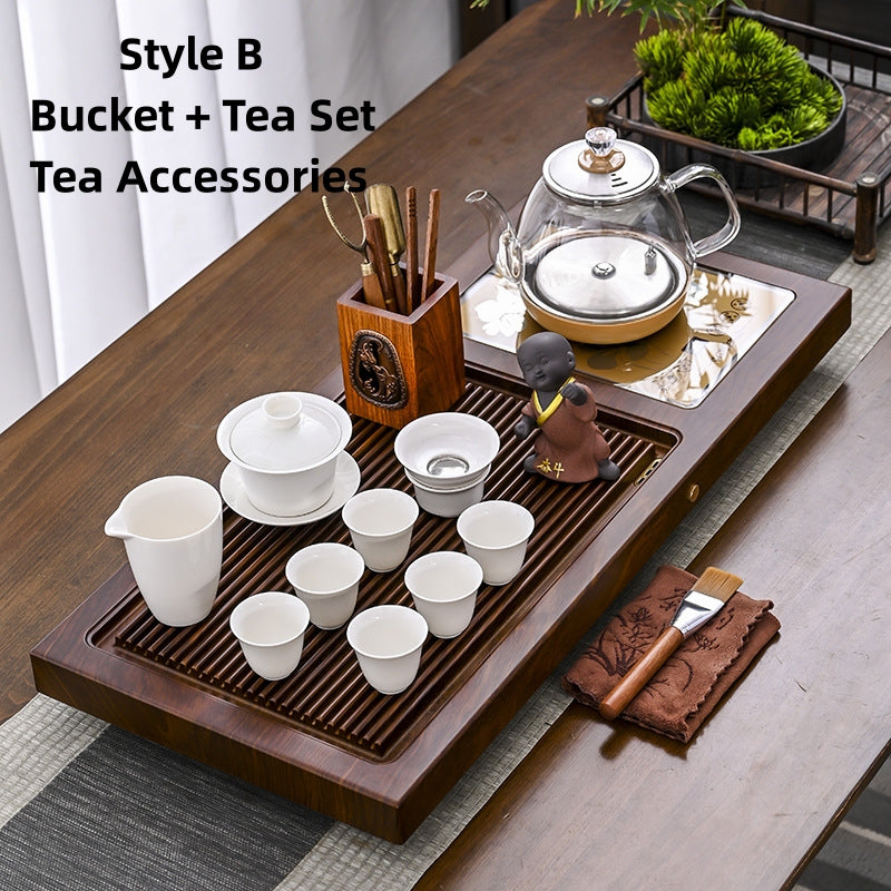 Wooden Kung Fu Tea Tray with Kettle|Tea Tray with Drainage - TeaCeremonyLife