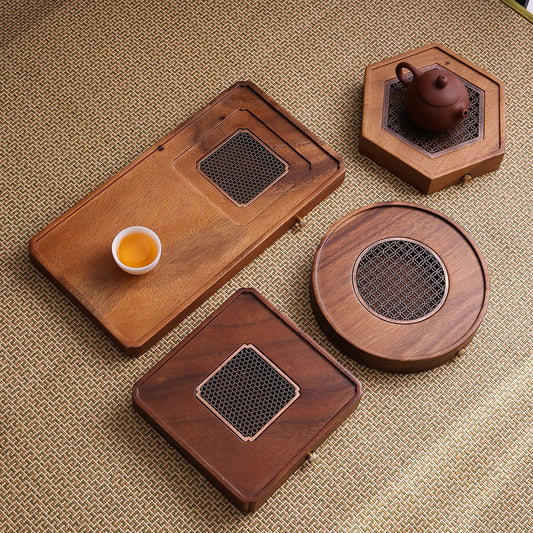 Walnut Tea Tray with Drainage|Wood Gong Fu Tea Tray - TeaCeremonyLife