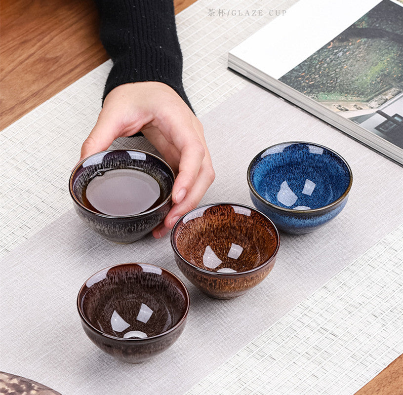 Ceramic Jianzhan Espresso Tea Cups Set Kiln Process