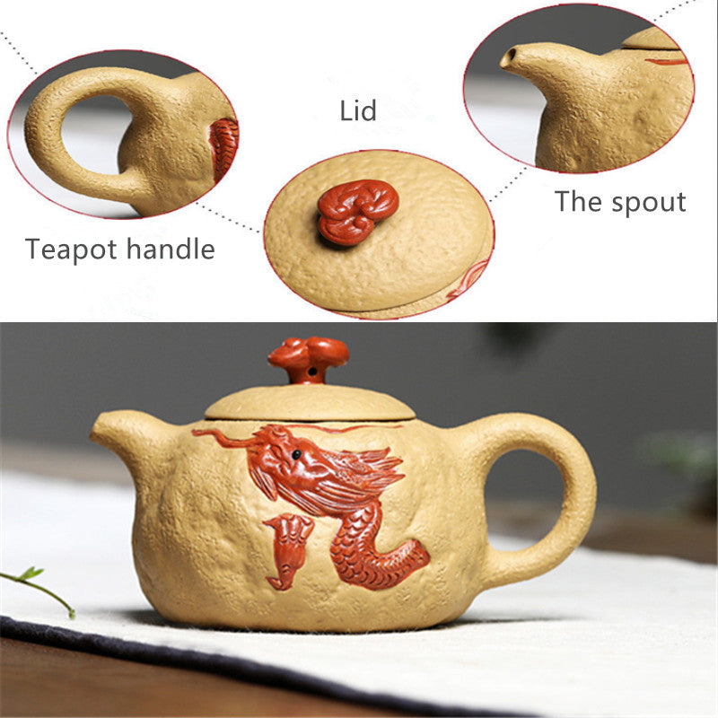 Chinese Yixing Teapot|Yellow Mud Dragon Tea pot 280ml - TeaCeremonyLife