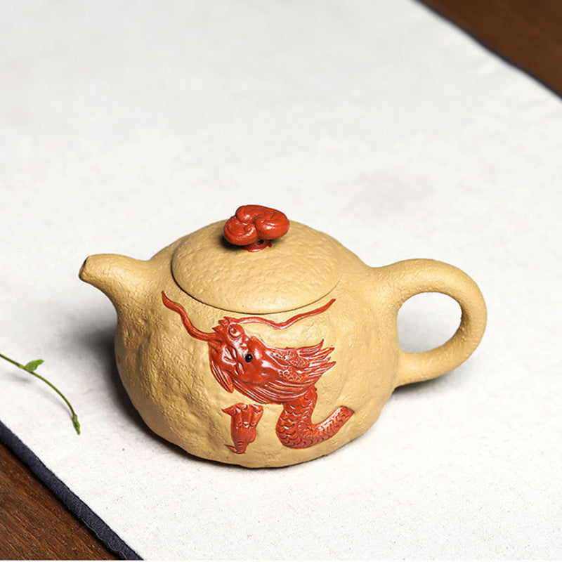 Chinese Yixing Teapot|Yellow Mud Dragon Tea pot 280ml - TeaCeremonyLife