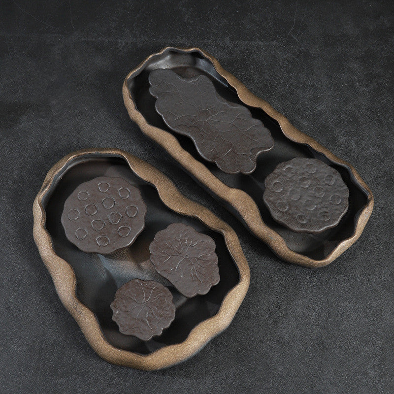 Ceramic Lotus Tea Tray|Gong Fu Tea Tray - TeaCeremonyLife