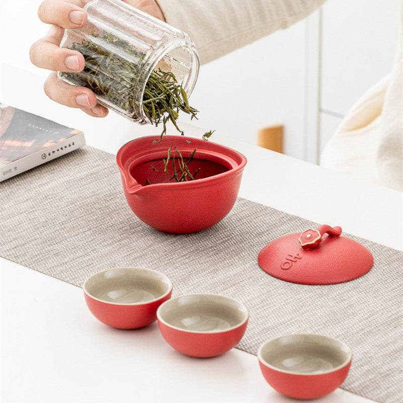 Ceramic Gaiwan Tea Set With 3Cups 120ml - TeaCeremonyLife