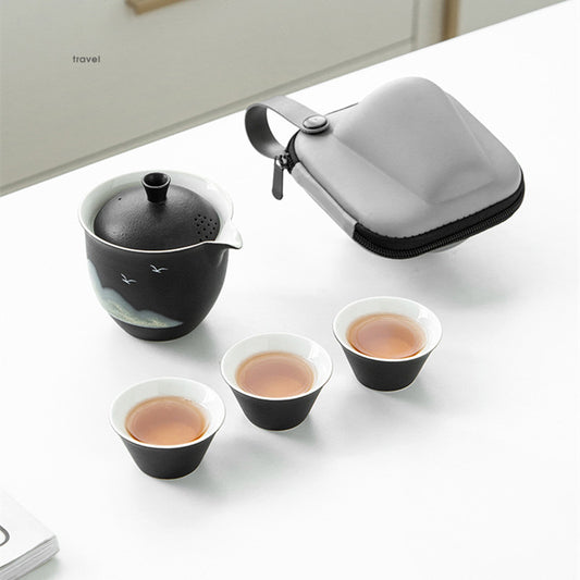 Ceramic Mountain Gaiwan Tea Set With 3cups 220ml - TeaCeremonyLife