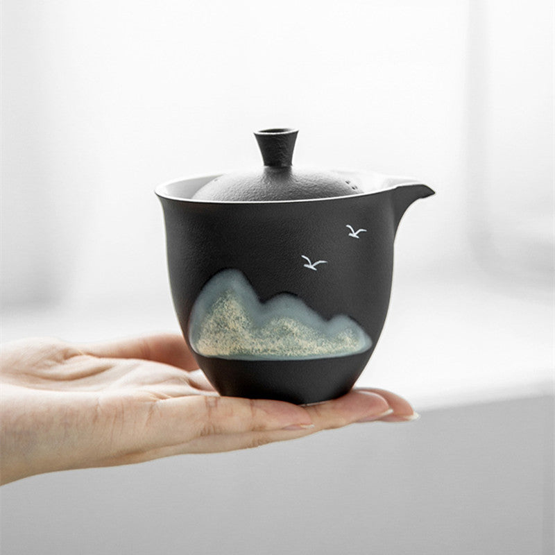 Ceramic Mountain Gaiwan Tea Set With 3cups 220ml - TeaCeremonyLife