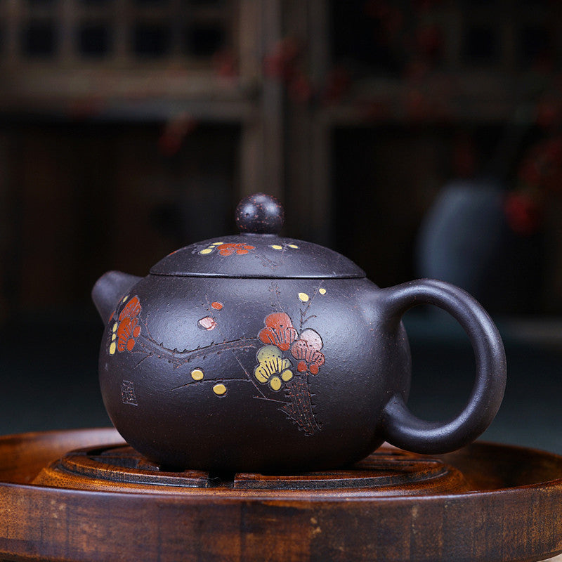 Black Mud Plum Blossom Tea Pot 260ml - TeaCeremonyLife