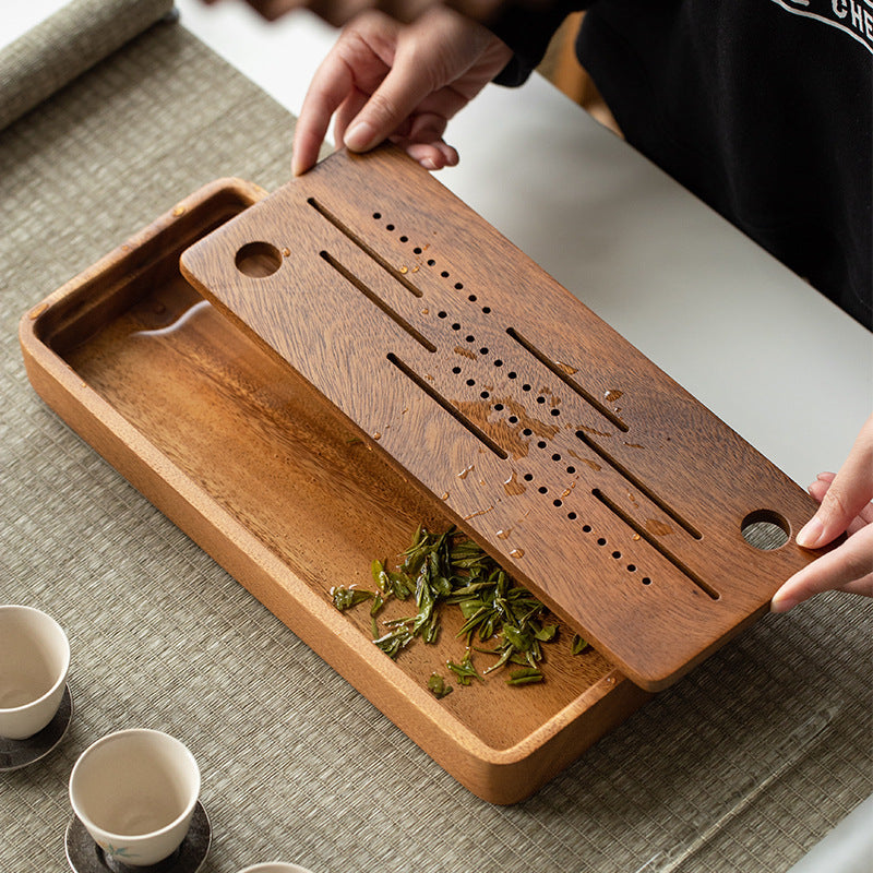 Chinese Solid Wood Tea Tray with Water Storage|Kung Fu Tea Tray - TeaCeremonyLife