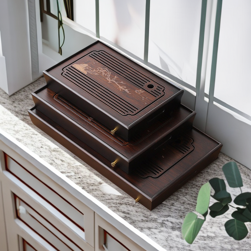 Wood Gong Fu Tea Tray With Drainage|Chinese Kung Fu Tea Tray - TeaCeremonyLife