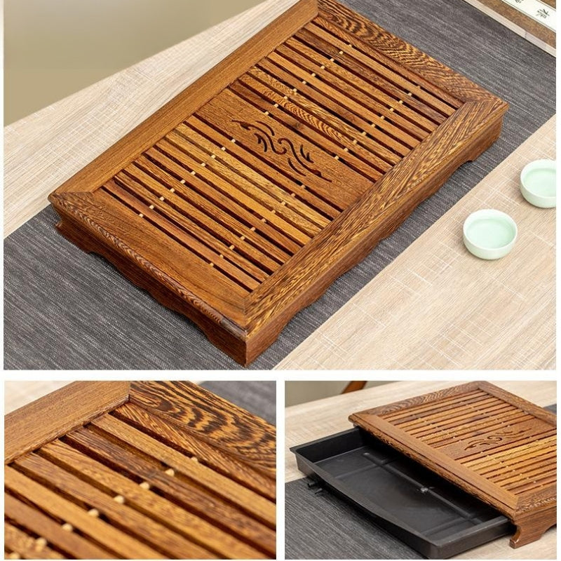 Wood Gong Fu Tea Tray With Drainage|Chinese Tea Set Tray - TeaCeremonyLife