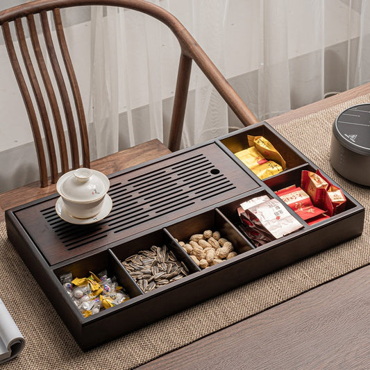 Wood Gong Fu Tea Tray With Storage Compartment - TeaCeremonyLife