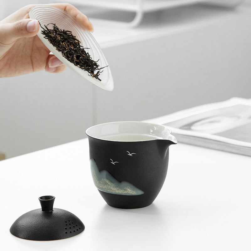 Ceramic Mountain Gaiwan Tea Set With 3cups 220ml - TeaCeremonyLife