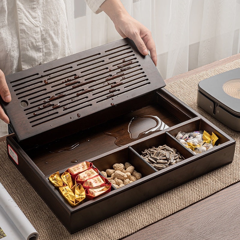 Wood Gong Fu Tea Tray With Storage Compartment - TeaCeremonyLife