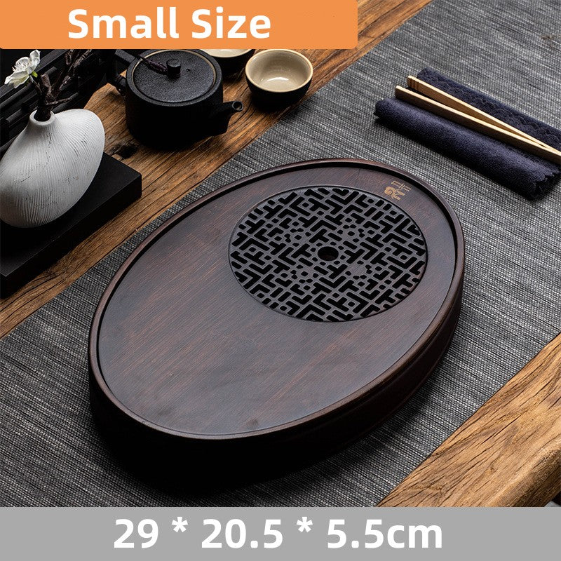 Chinese Oval Wooden Tea Tray with Water Storage - TeaCeremonyLife