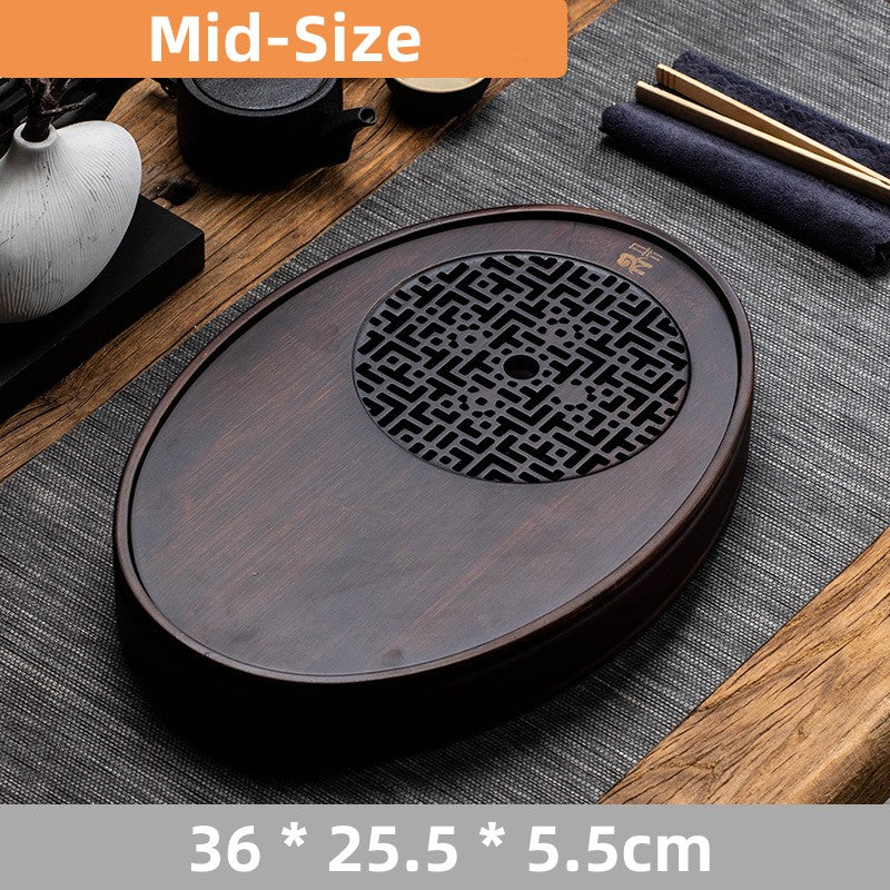 Chinese Oval Wooden Tea Tray with Water Storage - TeaCeremonyLife