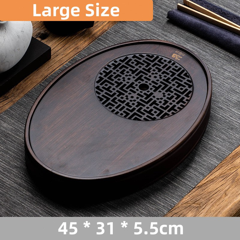 Chinese Oval Wooden Tea Tray with Water Storage - TeaCeremonyLife