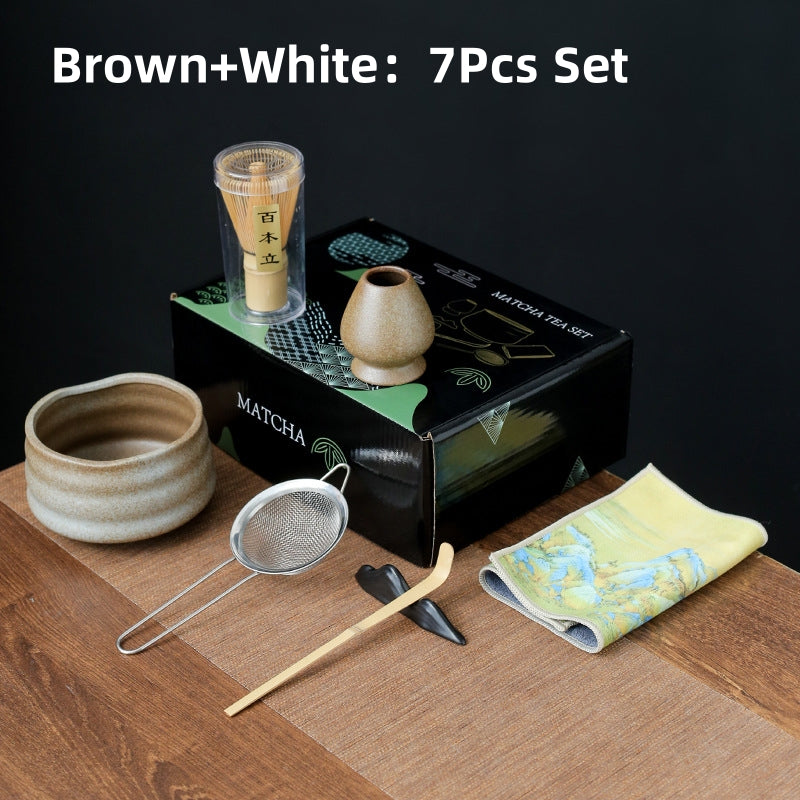 Ceamic Matcha Tea Set with Bamboo Whisk|Japanese Tea Set