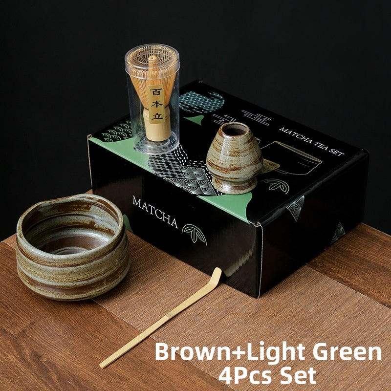 Ceamic Matcha Tea Set with Bamboo Whisk|Japanese Tea Set - TeaCeremonyLife