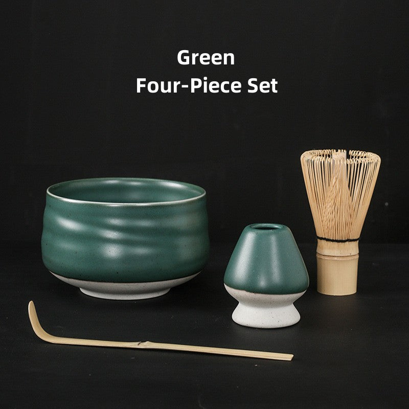 Ceramic Matcha Tea Set With Bamboo Whisk|Japanese Matcha Tea Set - TeaCeremonyLife