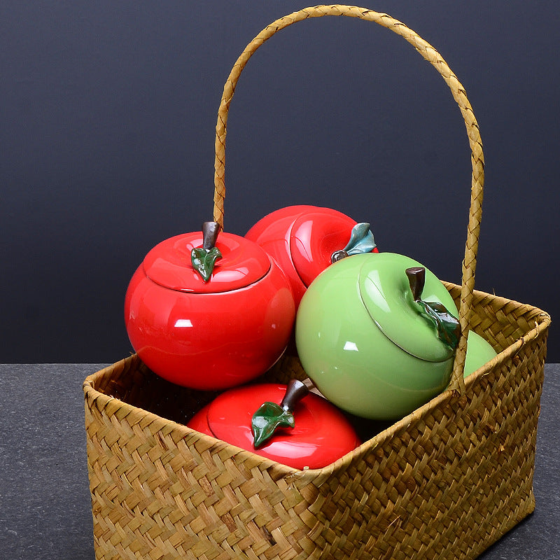 Ceramic Apple Tea Canister|Kitchen Containers