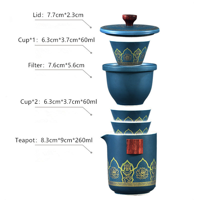 Ceramic Travel Tea Sets|Ceramic Tea Pot Set With 3Cups And Canister - TeaCeremonyLife