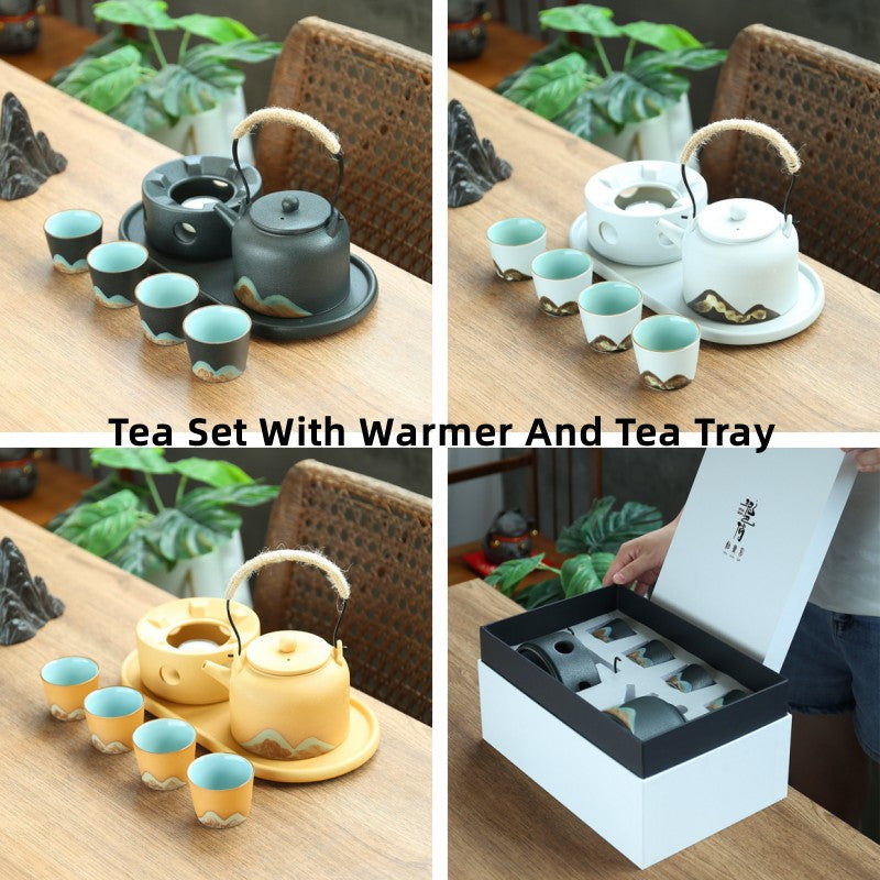 Ceramic Mountain Tea Pot Set With Warmer And Tea Tray - TeaCeremonyLife