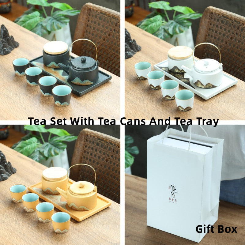 Ceramic Mountain Tea Pot Set With Warmer And Tea Tray - TeaCeremonyLife