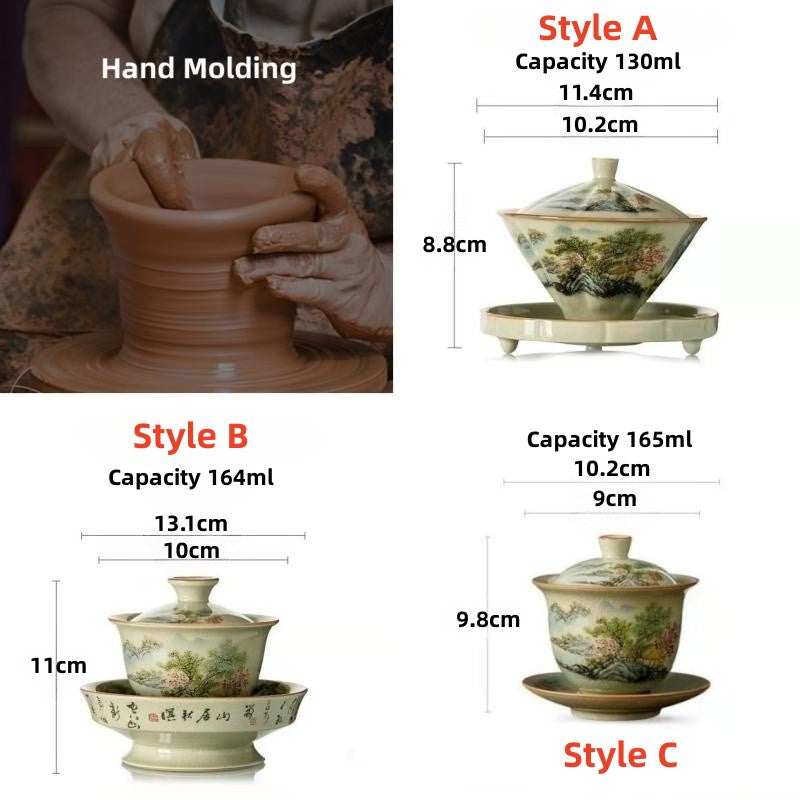 Chinese Jun Kiln Ceramic Gaiwan Set|Gong Fu Tea Set|Tea Ceremony Set - TeaCeremonyLife