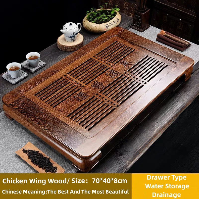 Chinese Tea Ceremony Tea Tray with Drainage|Wood Gong Fu Tea Tray with Water Storage - TeaCeremonyLife